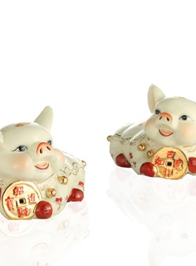 创意客厅陶瓷招财猪摆件开业送礼装饰存钱罐发财猪摆设欧式工艺品