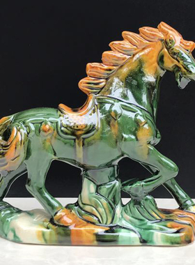 唐三彩六骏马陶瓷马摆件办公桌客厅新房玄关创意家居装饰品小礼物