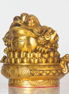 全纯黄铜金蟾聚宝盆摆件财源滚滚金玉满堂金蟾招财装饰品中式礼品