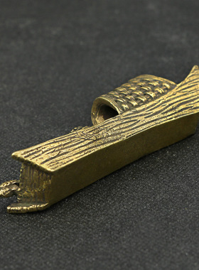 复古迷你纯黄铜小船茶宠摆件镇纸笔搁渔舟日式茶道铜器收藏工艺品