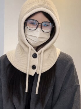 冬季保暖帽子围脖一体针织