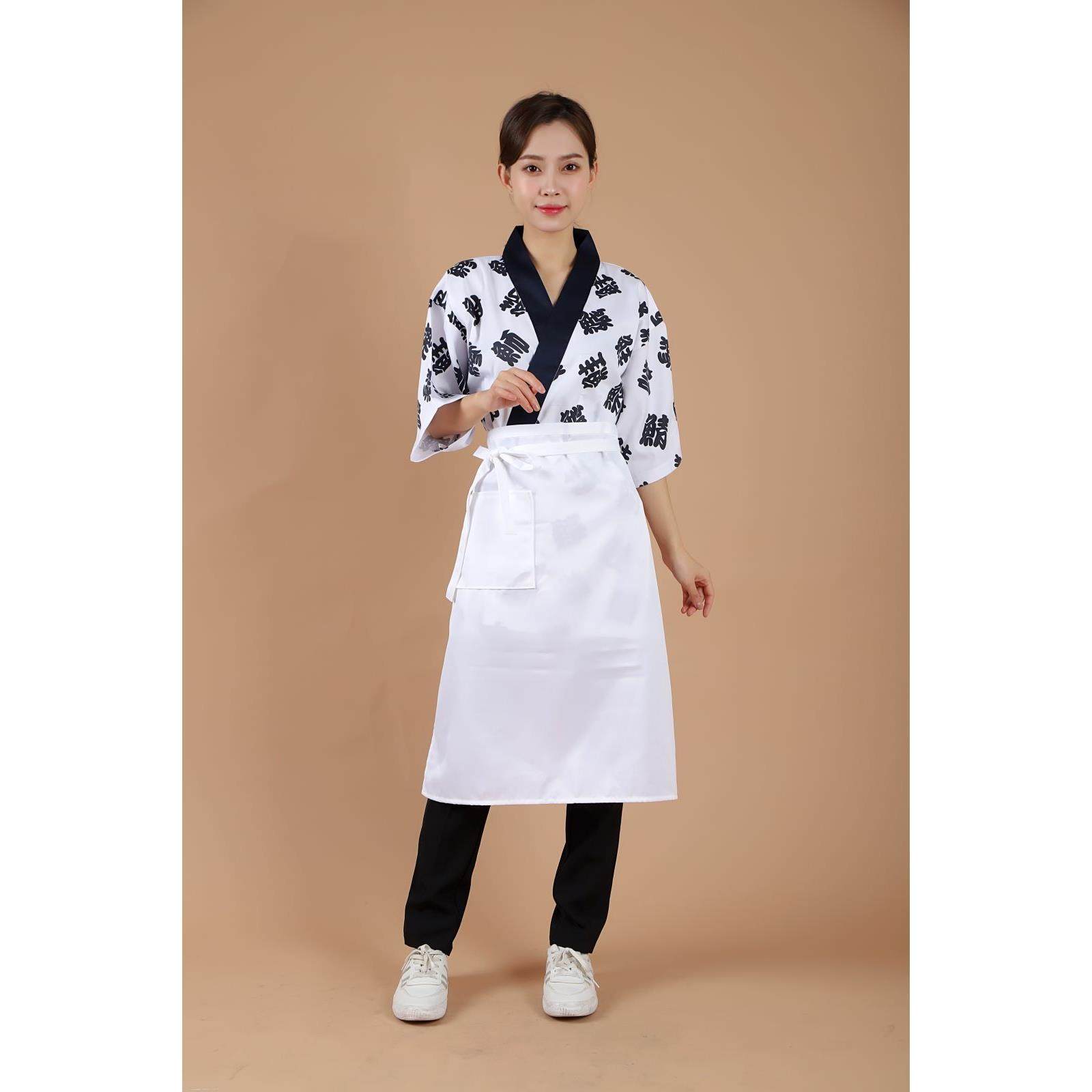 爆款竹叶花传统日式料理和服蓝黑色系绳调节内有口袋可绣印logo,淘宝优惠券,粉丝福利购,淘宝优惠卷