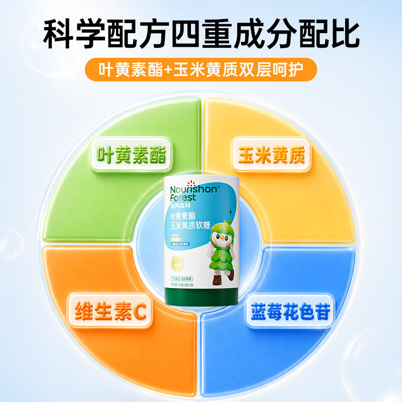 滋养森林蓝莓叶黄素维生素软儿糖童青少保年护官视方力正品旗舰店