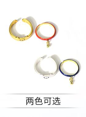 铃铛戒指女指环关节细款个性韩版涂色猫咪气质百搭开口可调节尾戒