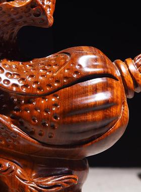 花梨木财兴业旺白菜摆件实木雕刻家居装饰寓意办公室开业礼品