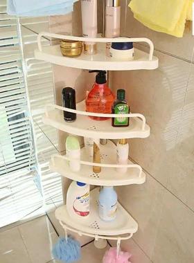 不锈钢免打孔浴室卫生间转角架墙角收纳架卫浴伸缩顶天立地置物m