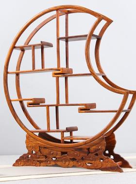 红木质紫砂茶壶茶具架花梨木小博古架实木花梨木架子茶壶摆件底座