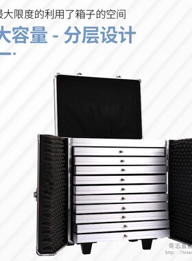 珠宝首饰收纳箱带货箱大容量展会多层带抽屉拉杆带轮饰品展示箱