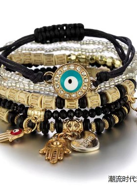 波西米亚风蓝眼睛手工串珠