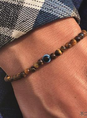 6mm自然石珠恶魔之眼手链