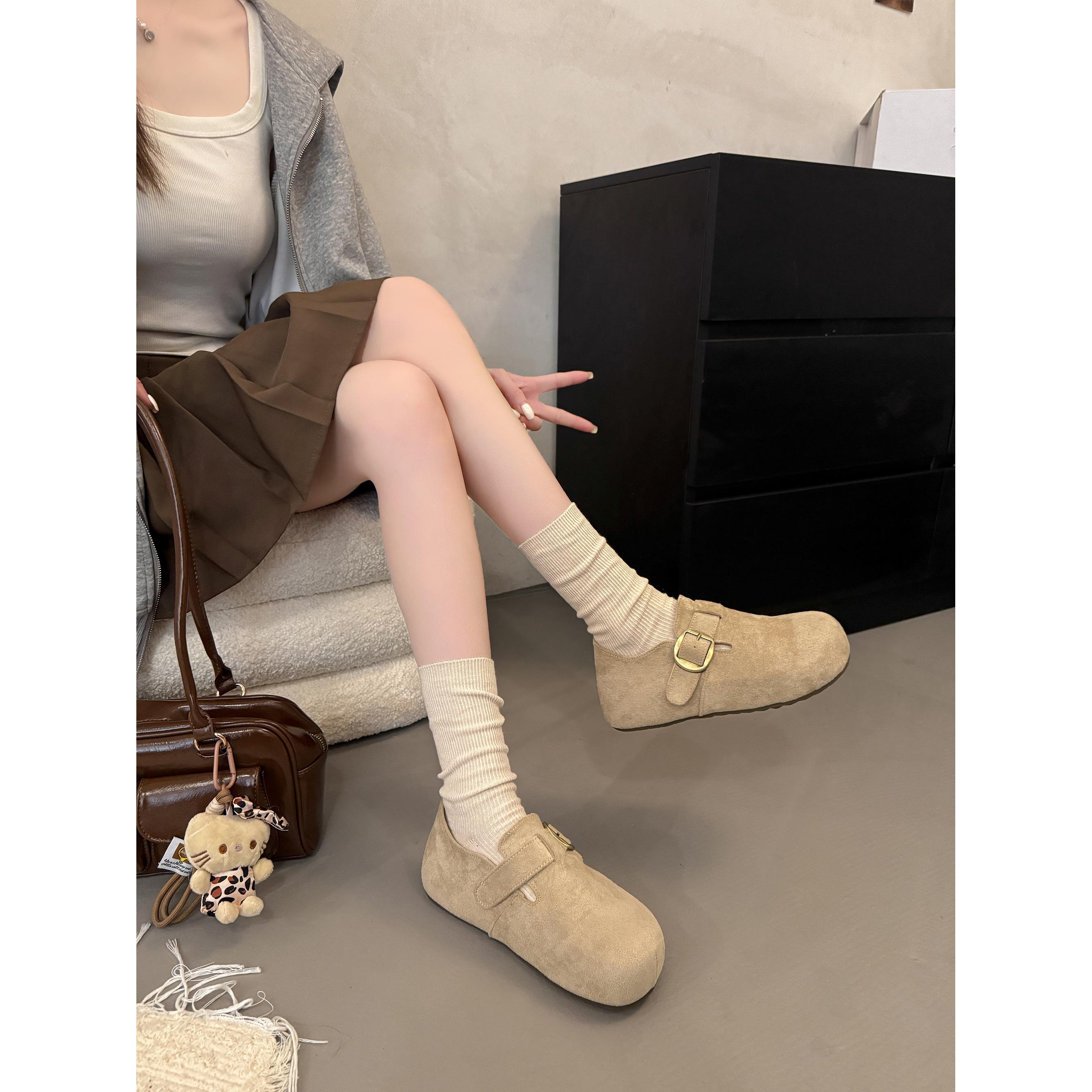 内增高复古厚底全包勃肯鞋女鞋2025新款秋冬一脚蹬豆豆鞋博肯单鞋 - 图1