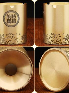 爆款黄铜车载烟灰缸中式家居办公室财源滚滚带盖漏斗式烟缸工艺品