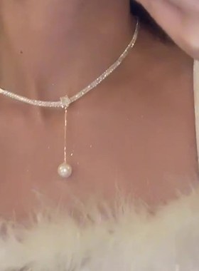 「诗情画意」法式超闪珍珠s项链女高级感锆石2024年新款精致锁骨