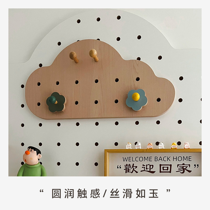 Solid wood hole board accessories small cloud partition decoration