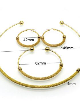 极简冷淡风不锈钢开口项圈耳环手环首饰三件套女个性百搭脖子项链