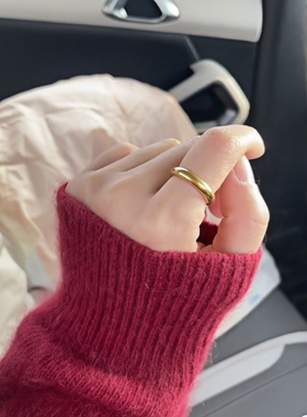 古法传承真金包银实心泥鳅背戒指男女款素圈对戒男生日礼物送女友