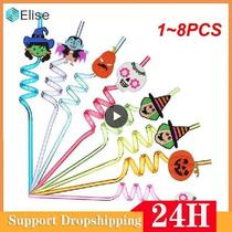 1 ~ 8PCS 25cm Reusable Dinosaur Straws Plastic Drinking