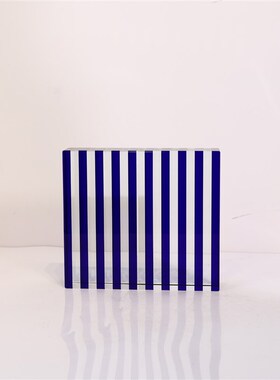 现代简约蓝色条纹几何方形水晶摆件家居装饰品Q茶几玄关床头柜摆