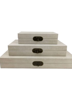 新中式现a代轻奢白色皮质首饰盒博古梳妆台红色储物收纳样板房饰