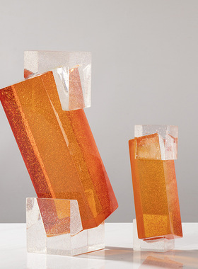 轻奢现代水晶几何摆件简约电视柜酒柜桌面软N装饰品轻奢北欧样板