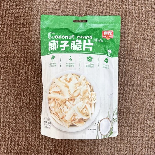 海南特产 春光椰子脆片60gx3袋 原味榴莲芒果海盐 内含独立4小袋 - 图2
