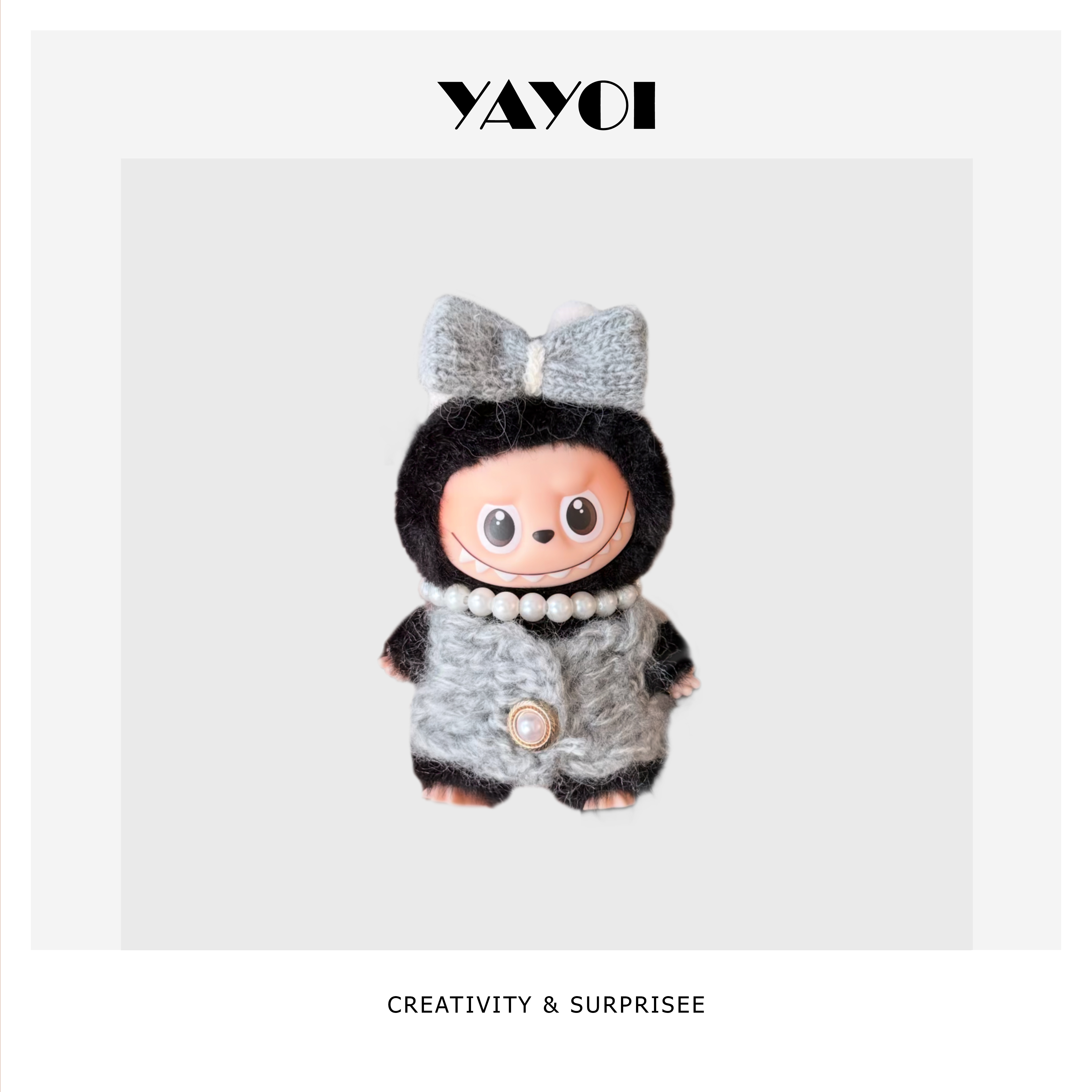 仅娃衣】4.0心底密码labubu四代拉布布10cm小香风蝴蝶结珍珠背心 - 图3