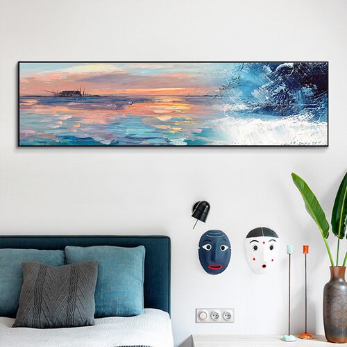 现代北欧风小众温馨壁画卧室背景墙E简约挂画色彩艺术床头装饰画 - 图0