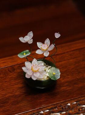 室内桌摆高颜值新款琉璃花瓣陶瓷花盆高档小摆件
