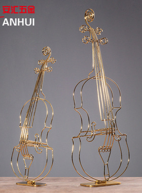 欧式简约创意小提琴摆件现代家居创意风格设N计客厅样板房软装饰