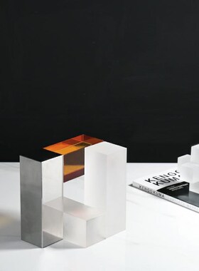 简约现代水晶创意轻奢软装饰品几何D书房桌面摆件样板房间家居摆