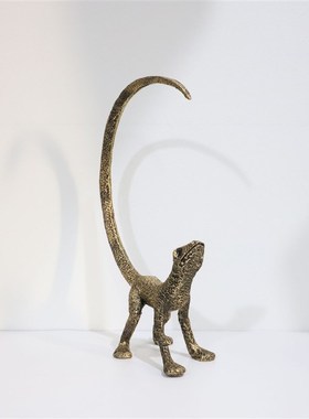 现代轻奢欧式金色树脂蜥蜴动物摆件J玄关书房客厅样板房装饰