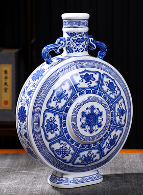 景德镇仿古青花釉里红陶瓷花瓶