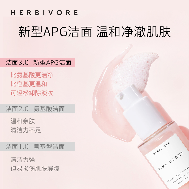 保税仓直发！HERBIVORE银耳菇APG洁面卸妆啫喱100ml洗面奶卸妆保-图1