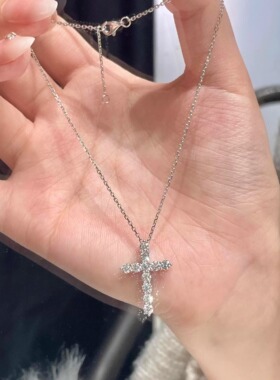 满钻十字架项链女纯银S999锁骨链