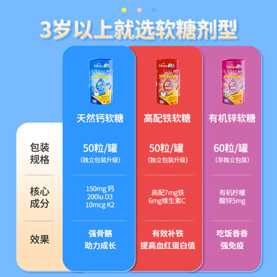 Ddrops жевательные конфеты с кальцием, железом и цинком