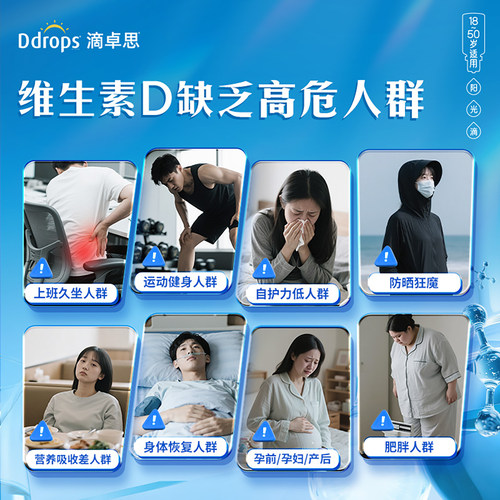 Ddrops滴卓思维生素d3成人1000iu孕妇vd维生素d维他命滴剂25羟基 - 图0
