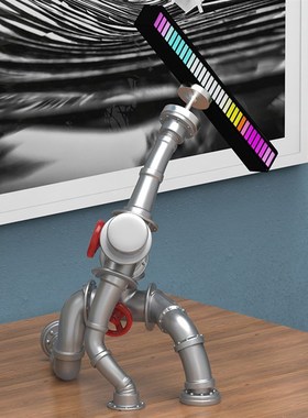 文创工业复古风创意朋克装饰生日礼物办公桌面P机器人音乐节奏摆