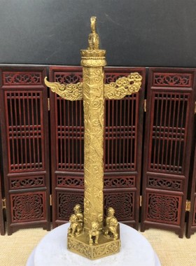 铜天安门华表盘云龙柱摆件中国故宫风格龙L柱宫门狮望君归盘龙柱