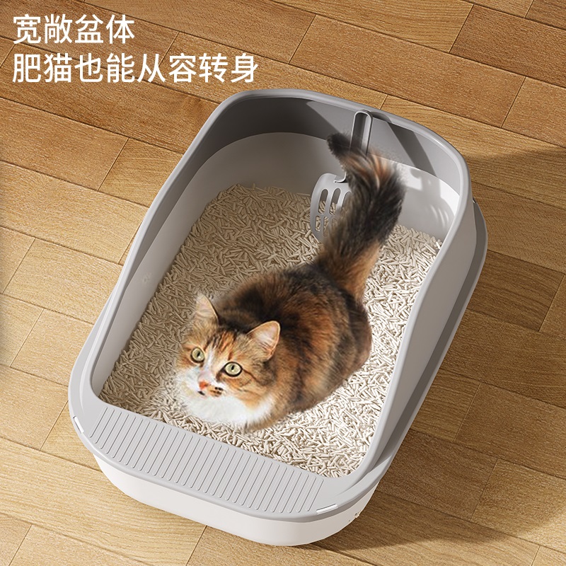 高栏猫砂盆加高家用半封闭式幼猫盆猫沙盆防外溅宠物用品强推大号 - 图0