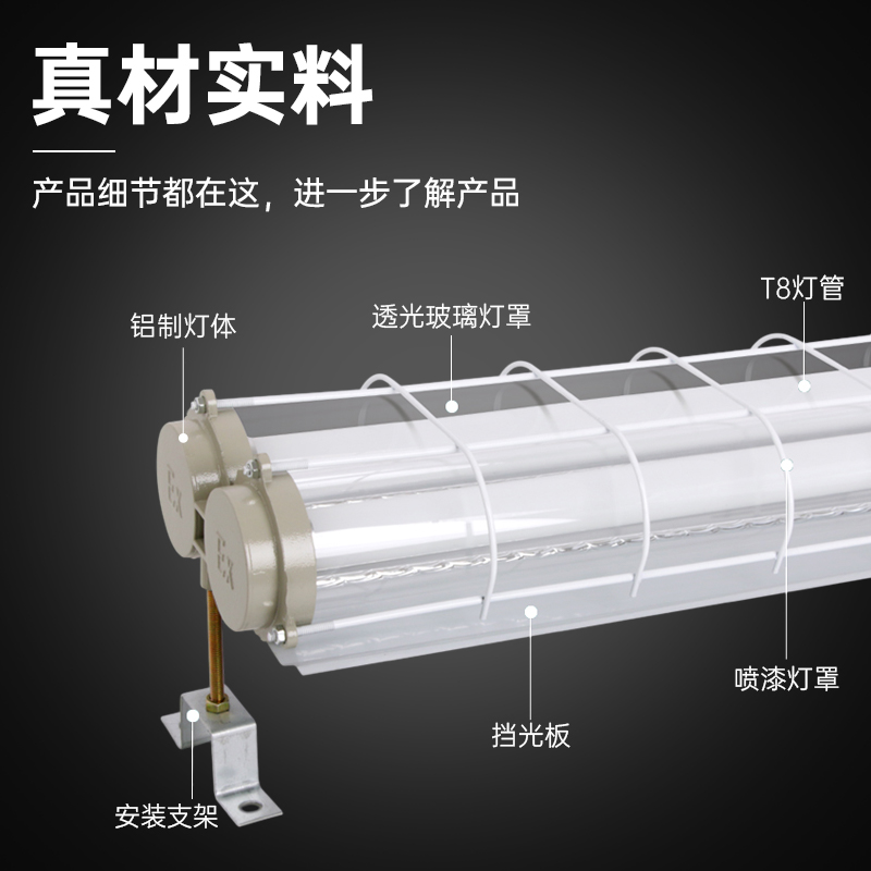 LED防爆灯管仓库厂房车间隔爆型日光灯荧光灯单管双管防潮三防灯 - 图2