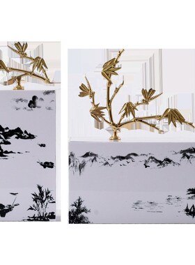 现代新中式d创意亚克力装饰盒样板间酒店软装饰品客厅书柜玄关摆