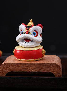 国潮醒狮舞狮可爱吉祥物办公室玄关装饰品摆件客厅招财轻奢伴手礼