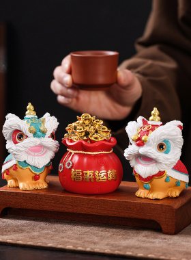 中国风醒狮招财摆件福来运转元宝装饰品家居客厅桌面工艺品礼品