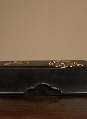 清代大漆嵌螺钿古币纹盖盒老物件文玩收藏漆器艺术品Z摆件文房盒