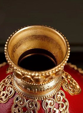 现货亚青a红皮手摇转金轮底座纯铜手摇底座转金筒座座家用客厅摆