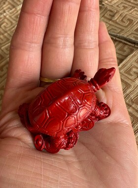 龙龟摆件天然f朱砂大龙龟吉祥摆件客厅办公桌卧室装饰用品送