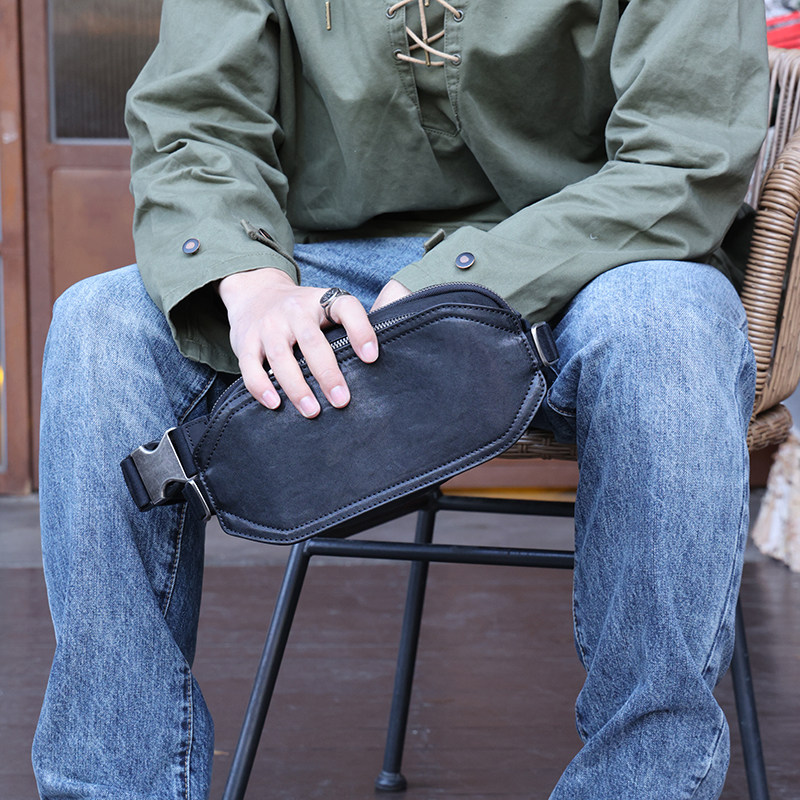 玩爷简约男士手机包植鞣牛皮胸包真皮腰包迷你休闲运动胸前小挎包,淘宝优惠券,粉丝福利购,淘宝优惠卷