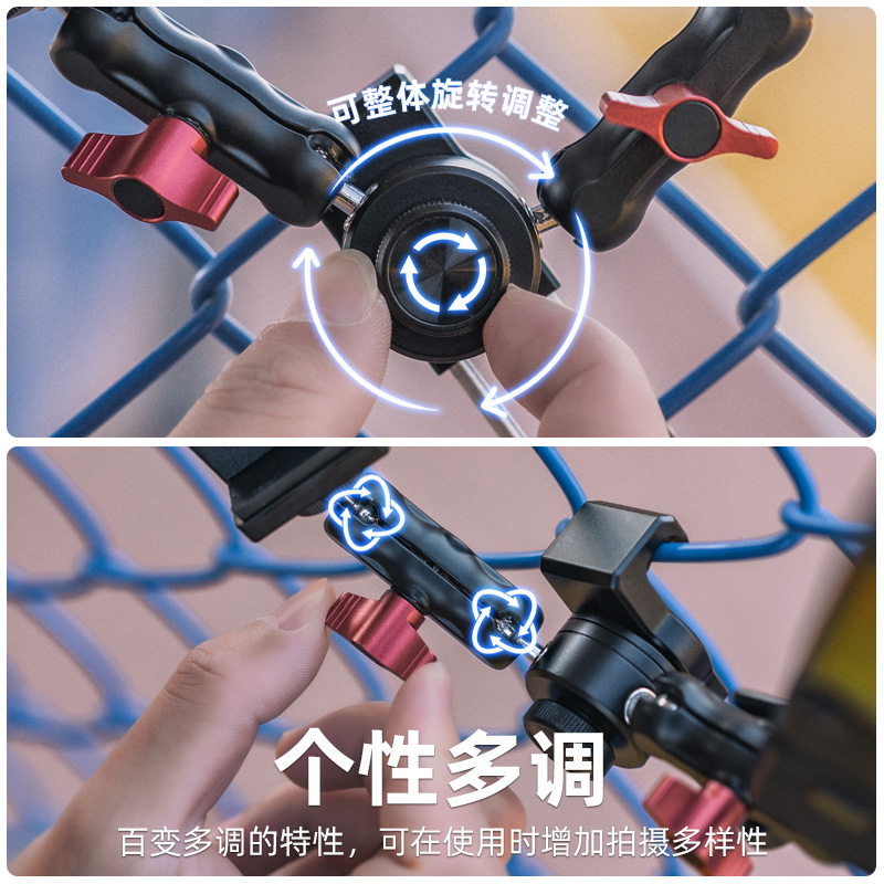 荧影RUGVIS挂网手机支架适用gopro action insta360 X3运动相机手机网球棒球足球篮球场地vlog拍摄支架 - 图1