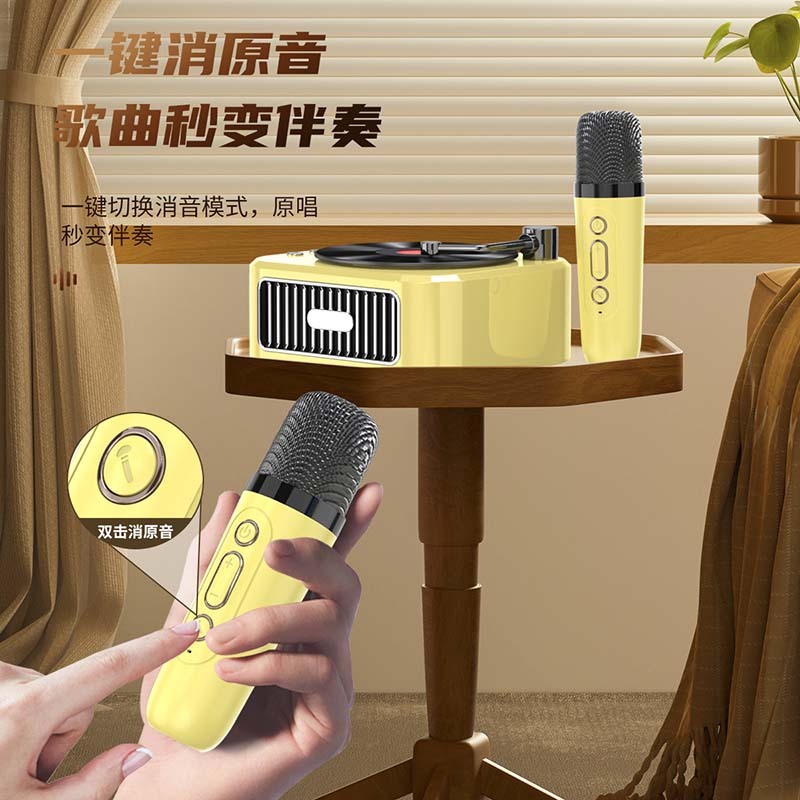 SUPMANGO蓝牙音箱MINI家用K歌音响话筒麦克风户外唱歌家庭ktv套装-图0