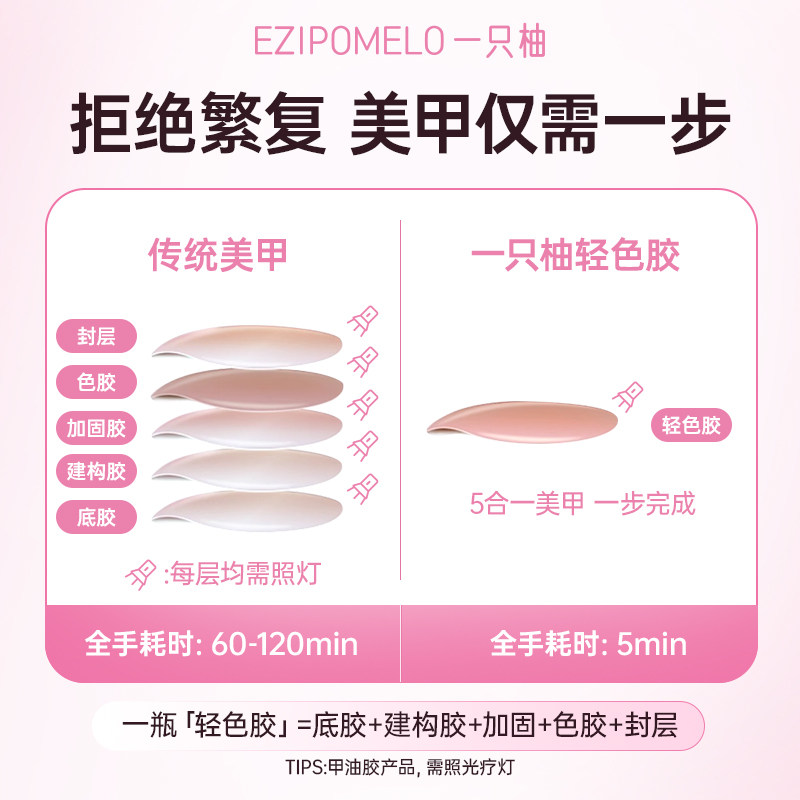 一只柚猫眼裸色五合一轻色胶指甲油胶建构封层指甲油胶玻璃珠美甲,淘宝优惠券,粉丝福利购,淘宝优惠卷